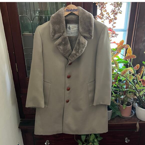 Vintage London Fog 60s Olive Green Faux Fur Lined Peacoat 36 Short Old Hollywood - Picture 7 of 17